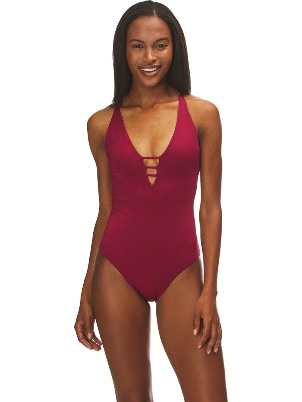 Patagonia Deep V Strappy One-Piece Swimsuit - Burgundy